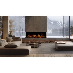 GOLD 74 cm, AFLAMO chimenea eléctrica LED empotrada