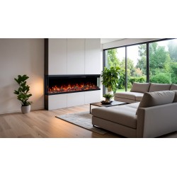 UNITY, Chimenea eléctrica LED de tres lados empotrada en la pared de con sonido EmotionFlame